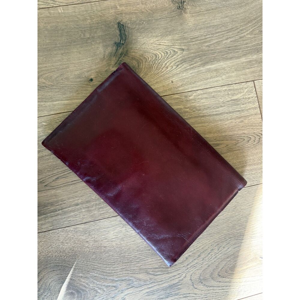 ETIENNE AIGNER 70's red wine gold leather fold over clutch bag purse vintage VTG - Picture 9 of 9